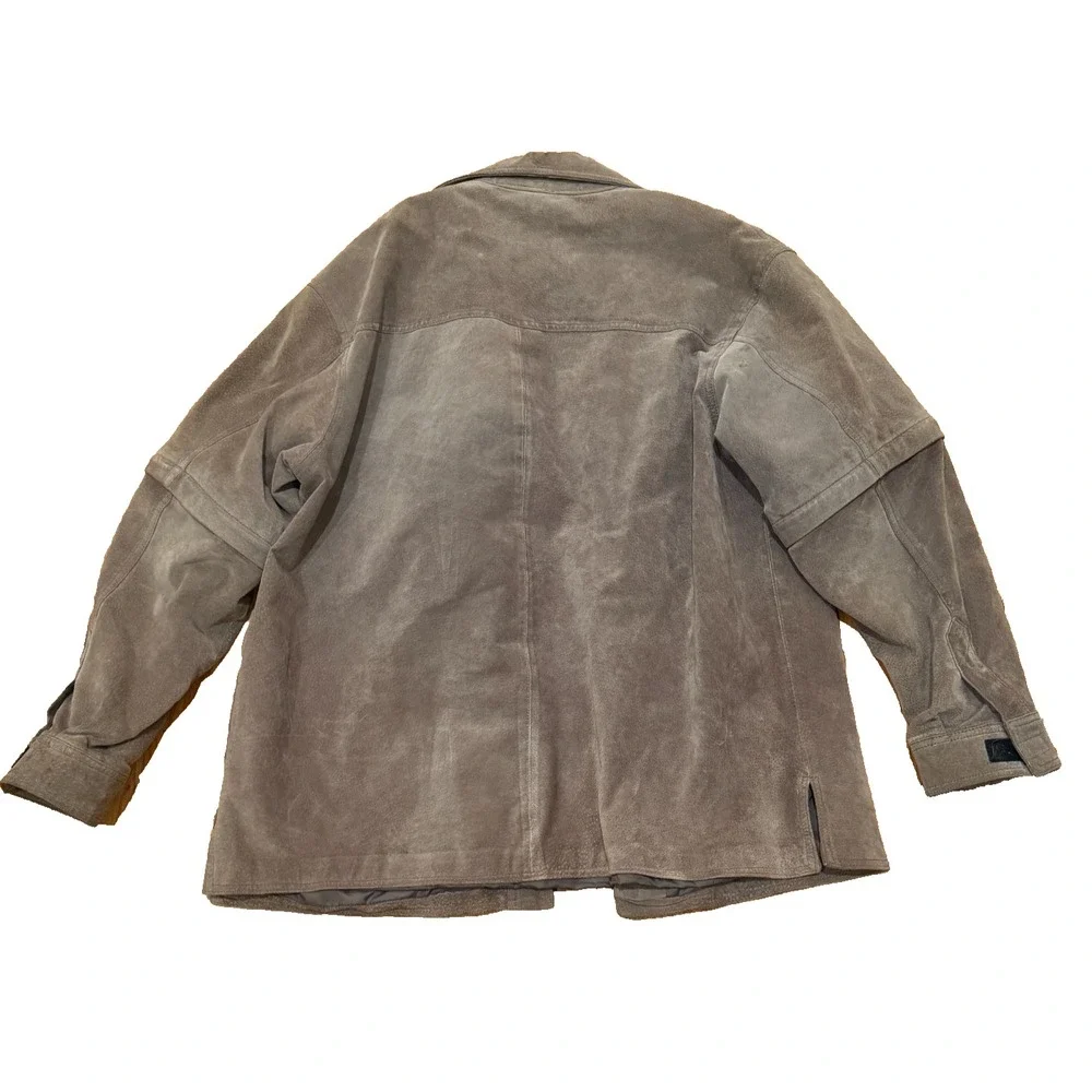 Vintage M Julian Wilsons Suede Utility Jacket XL Convertible Zip Off Sleeves Y2K - Picture 7 of 11